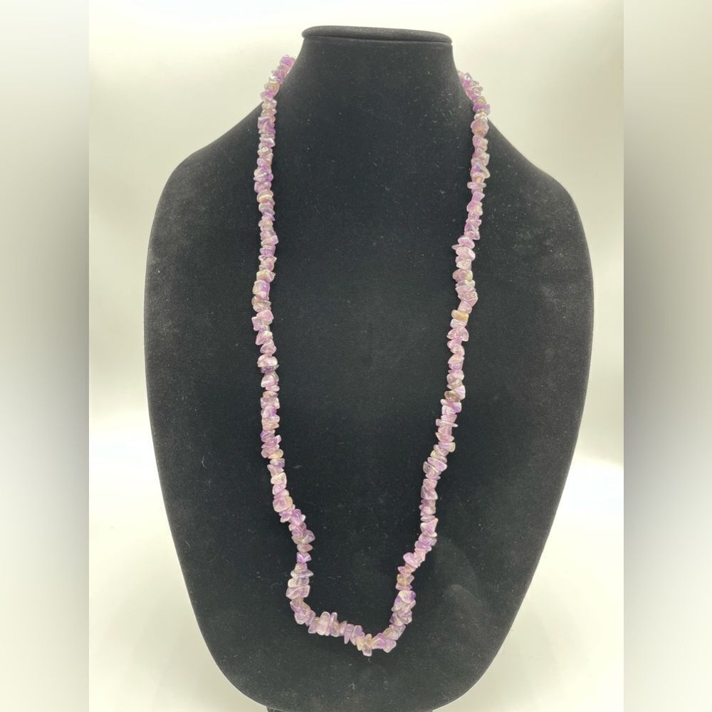Amethyst Chips Necklace 20 Inches Long - Picture 3 of 3